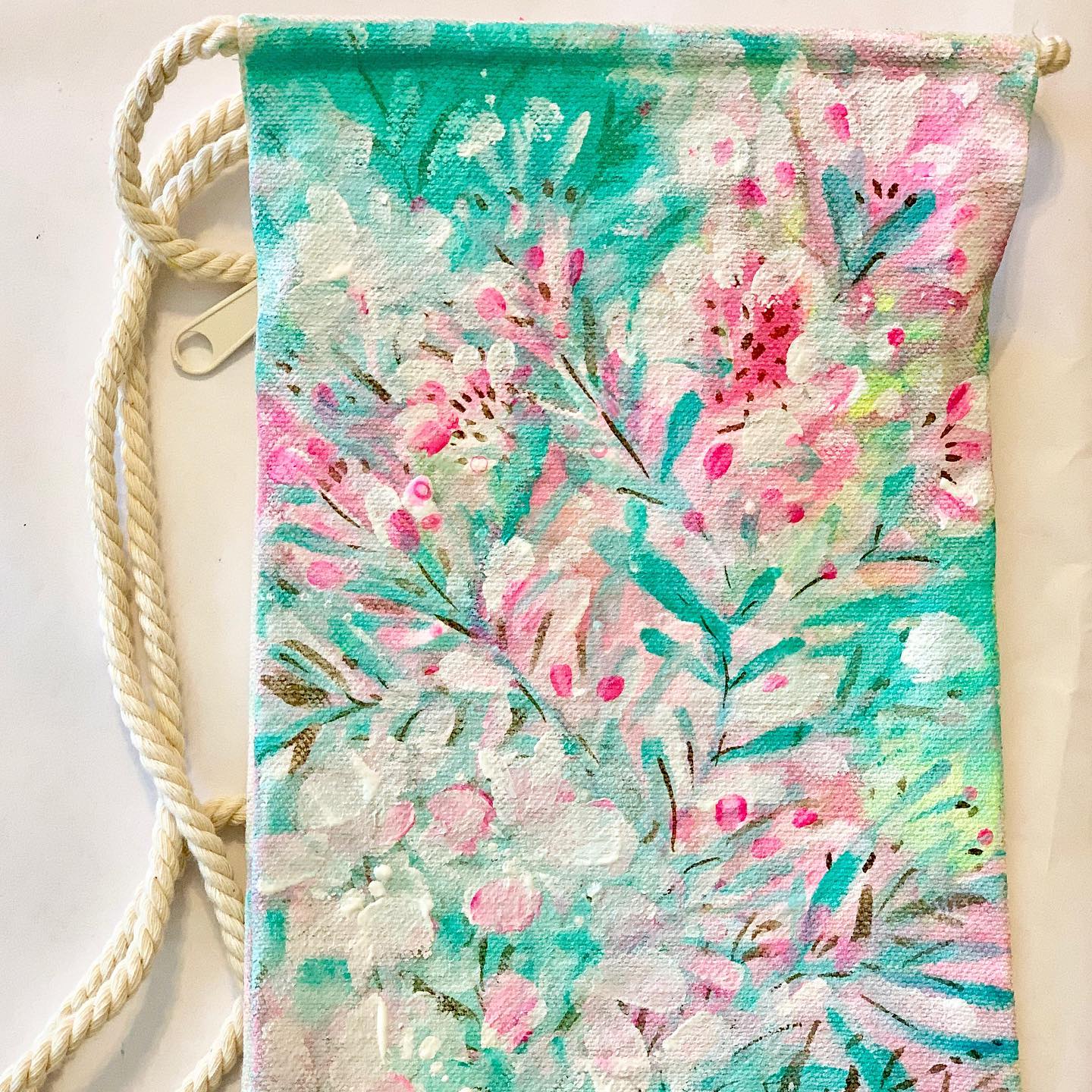 A good surface to paint on…tiny canvas bag from hobby lobby