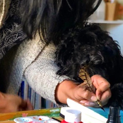 And she insisted on joining in today…it’s hard to keep away from art journaling! No?
