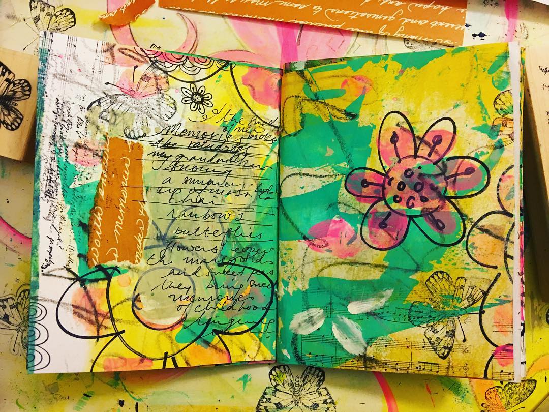 Daily Art Journal ~ Day 104 A journal spread in my ‘tiny’ journal from y’day! Memories…what are some of your fav memories from childhood? Certain sights and sounds and smells drive us into the memory lane…don’t they?