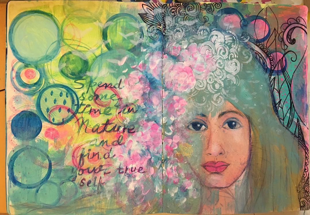 Daily art journal…Day 12 spend some time in nature and find your true self…