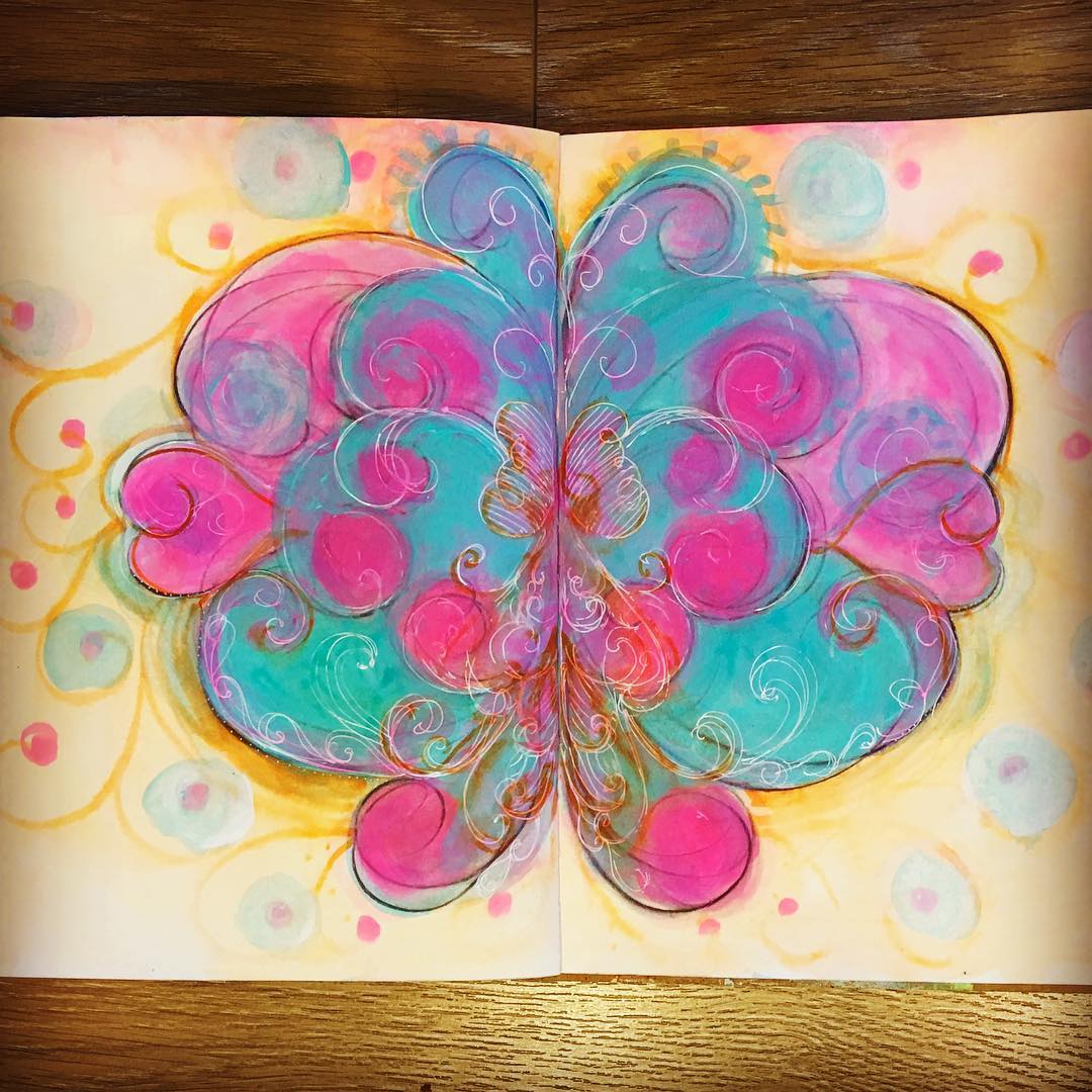 Daily Art journal…Day 28 A blast of colors today in my art journal…no words, only a burst of splashes!!