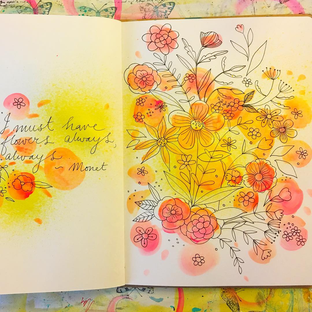 Daily Art Journaling ~ Day 102 Abstract flowers