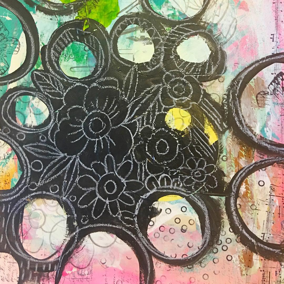 Daily Art Journaling ~ Day 111 I don’t use black in my journal pages other than the inks and pens but enjoyed using dabs of black in this one!