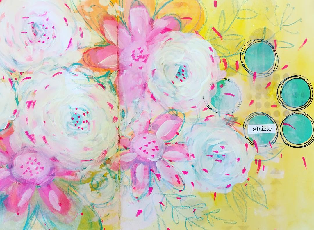Daily Art Journaling ~ Day 128 Some abstract flowers today