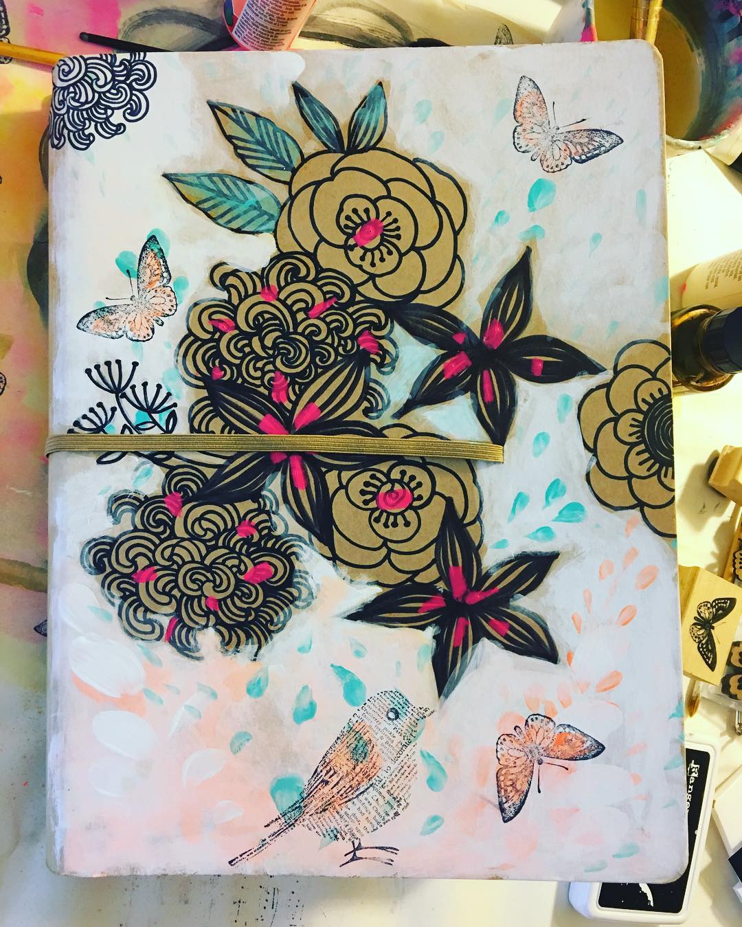 Daily Art Journaling ~ Day 140 Cover of my Finding peace in art…especially today…