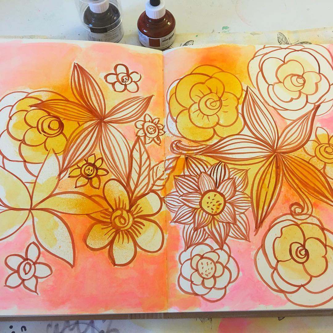 Daily Art Journaling ~ Day 146 Trying out the special brown Holbein drawing ink in my journal today…it’s awesome!