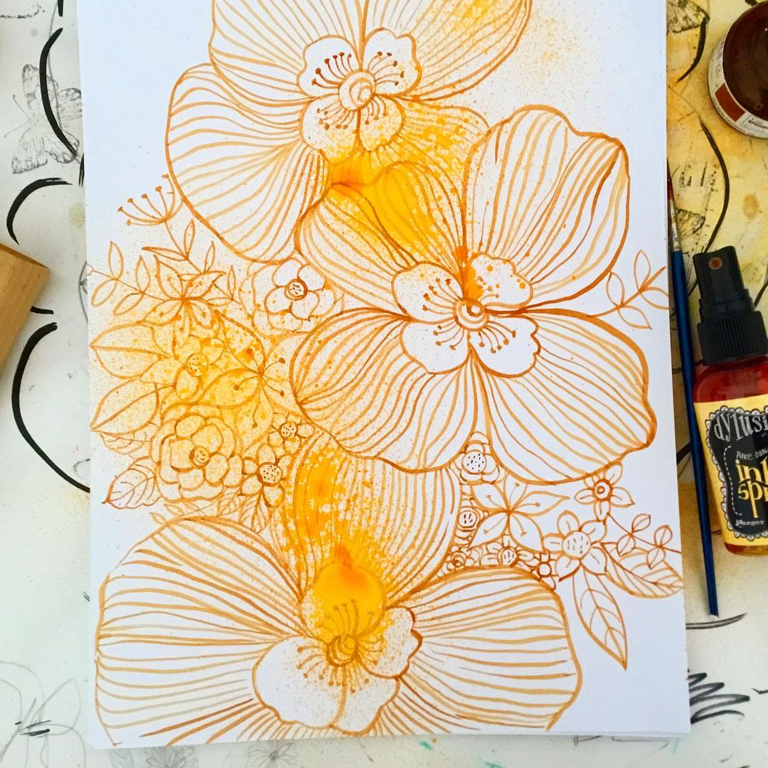 Daily Art Journaling ~ Day 201 Pattern play…floral doodles