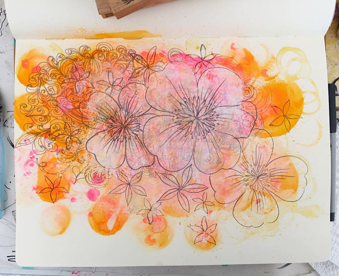Daily Art Journaling ~ Day 209 More flowers…
