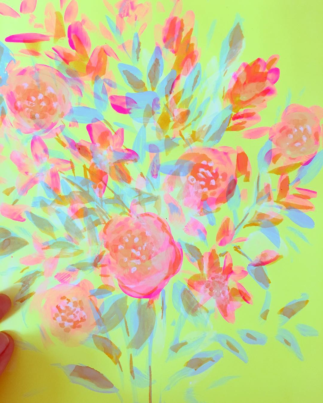 Daily Art Journaling ~ Day 227 Experimenting with colored paper, it’s actually a neon yellow…