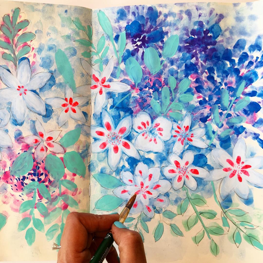 Daily Art Journaling ~ Day 252 Abstract blooms blooms