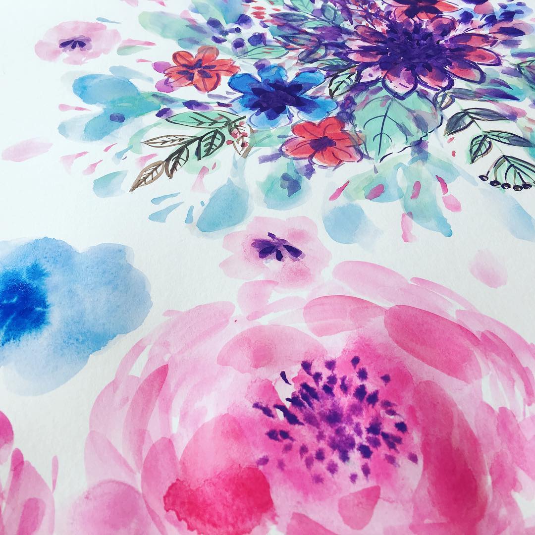 Daily Art Journaling ~ Day 255 Some more random water color blooms!! Spring is in the air!