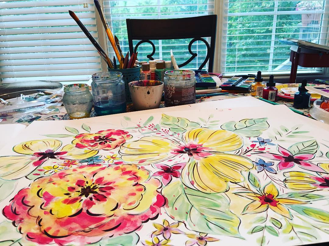 Daily Art Journaling ~ Day 260 Another floral ‘blast’!! And it’s raining outside…