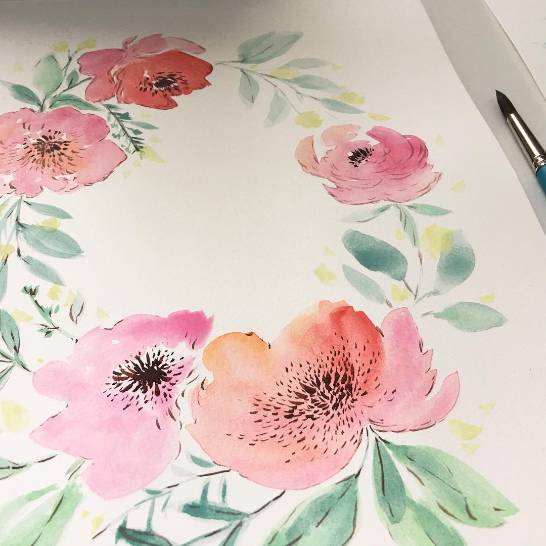 Daily Art Journaling ~ Day 262 Some more water color blooms…