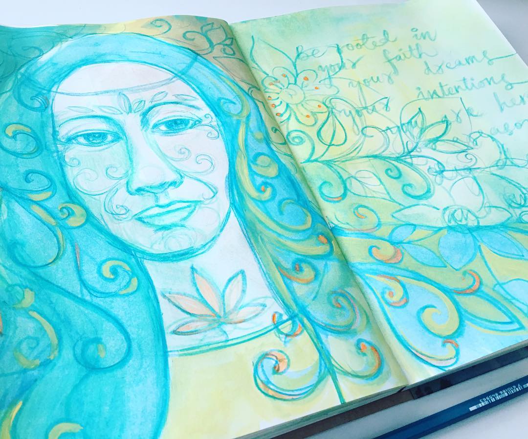 Daily Art Journaling ~ Day 269 Be rooted in your faith…your dreams…your intentions…dig deeper…unearth all the gems…let your light shine…