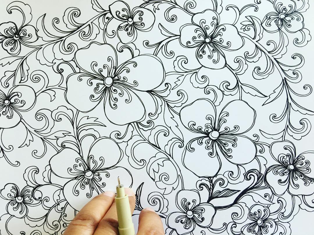 Daily Art Journaling ~Day 281 Love using the micron pen, sometimes black and white is all you need! A break from colors!