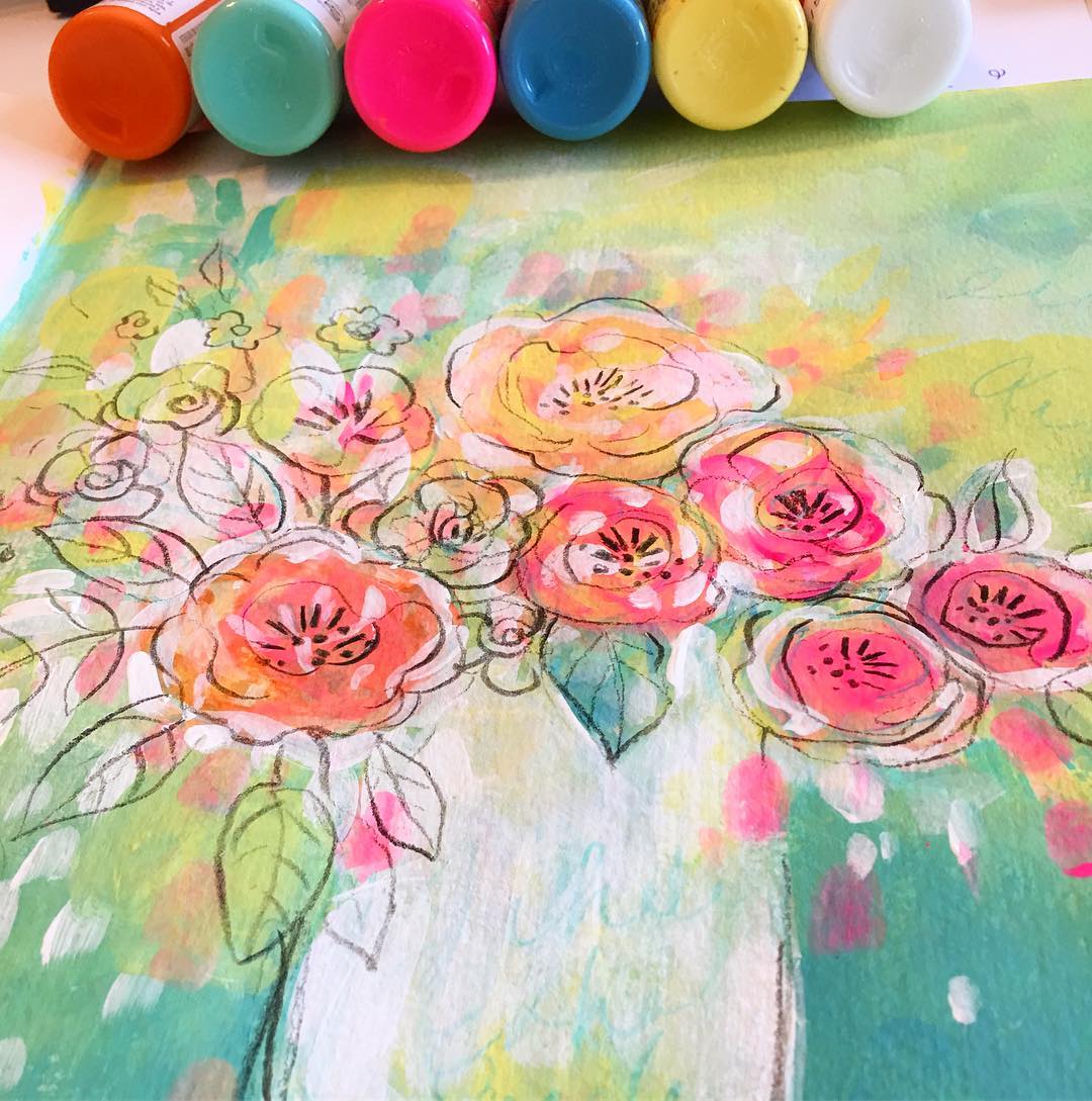 Daily Art Journaling ~ Day 282 So my break from colors didn’t last too long! Here I go again! Splurging in the brightest of hues!!