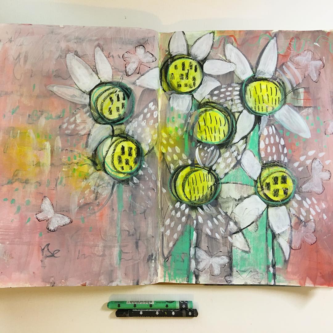 Daily Art Journaling ~ Day 307 More words, more thoughts and yet more layers…Breathe easy…