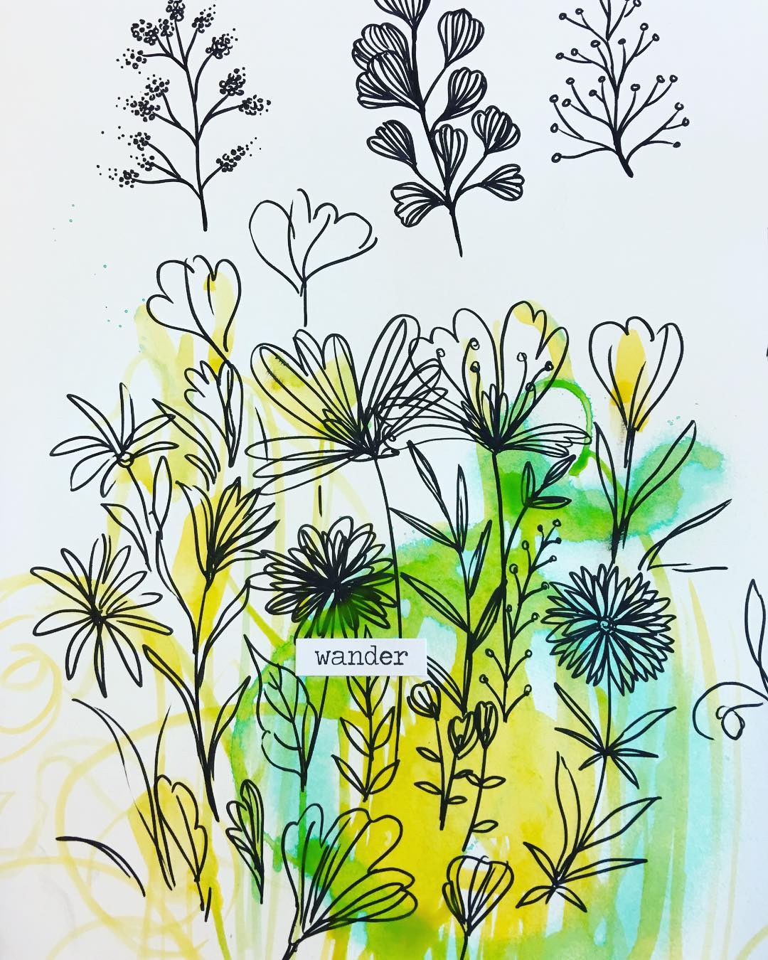 Daily Art Journaling ~ Day 330 Wander through the wilderness…Look at the wildflowers that always seem to somehow find their way through everything…