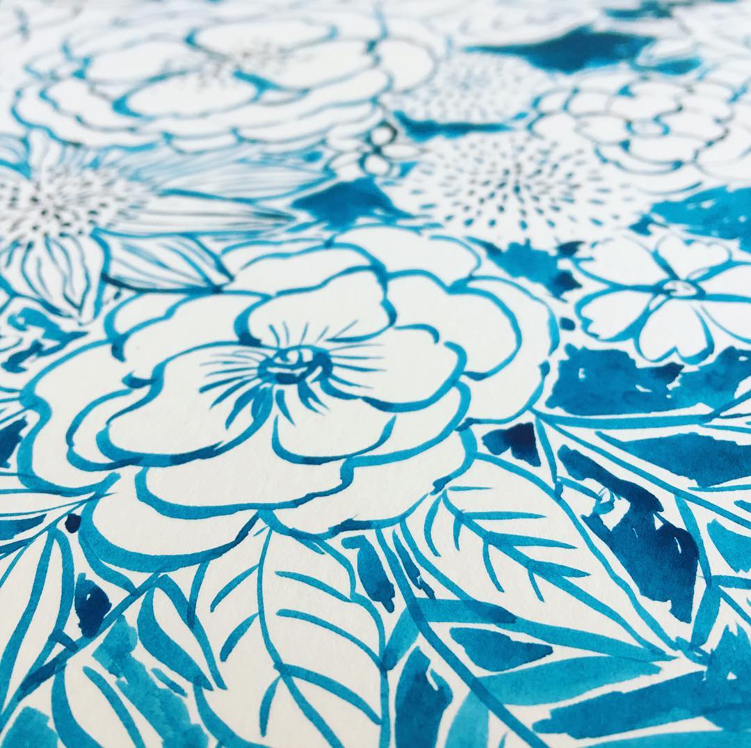 Daily Art Journaling ~ Day 338 Playing with turquoise ink…