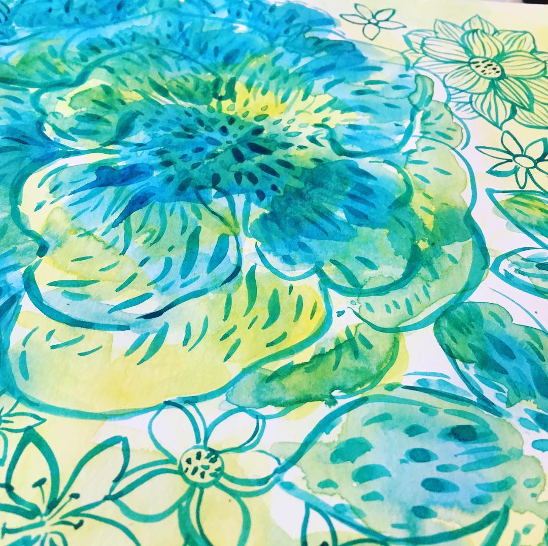 Daily Art Journaling ~ Day 340 Some more floral doodles today…
