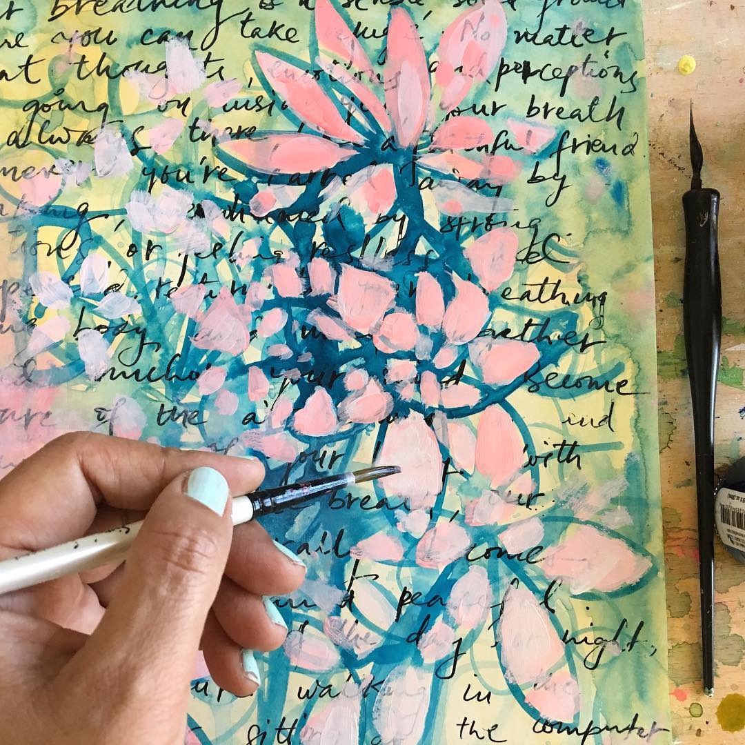 Daily Art Journaling ~ Day 344 Breathe Easy… Whenever you’re carried away by thinking, overwhelmed by strong emotions or feeling restless and dispersed, return to your breathing. ~ Thich Nhat Hanh