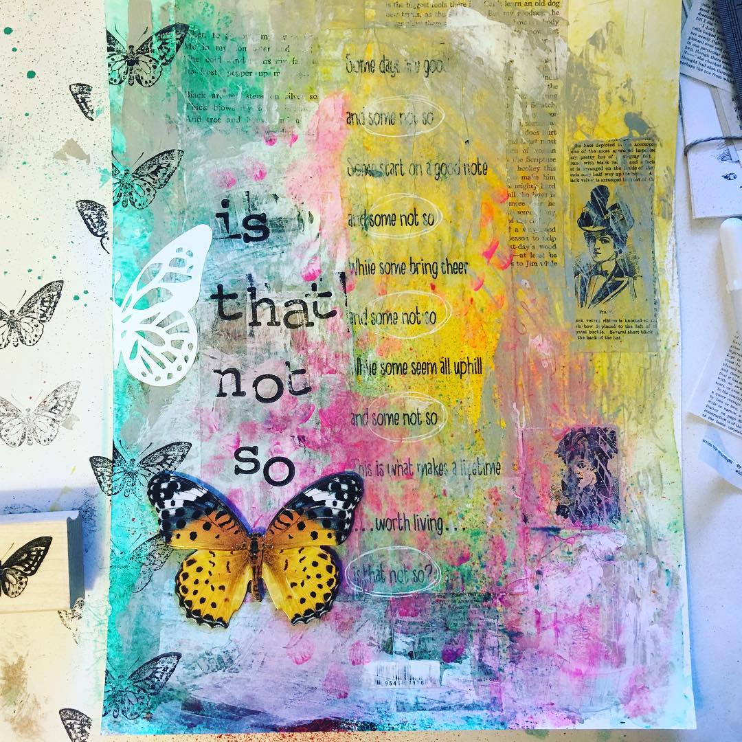 Daily Art Journaling ~ Day 37
Playing with collage, paints and words today!

Some days are good and some not so
Some start on a good note and some not so
While some bring cheer and some not so
While some seem all uphill and some not so
This is what makes a lifetime worth living
Is that not so?