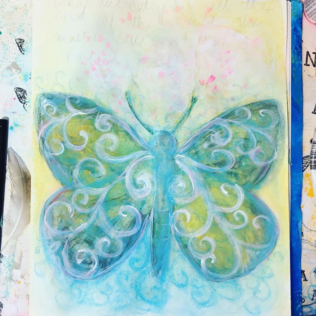 Daily Art Journaling ~ Day 45 What the caterpillar calls the end of the world, the master calls the butterfly – Richard Bach