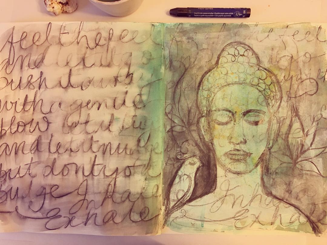 Daily art journaling ~ Day 55

Feel the feel and let it go, push it away with a gentle blow...let it tug and let it nudge but don't you budge...inhale...exhale...