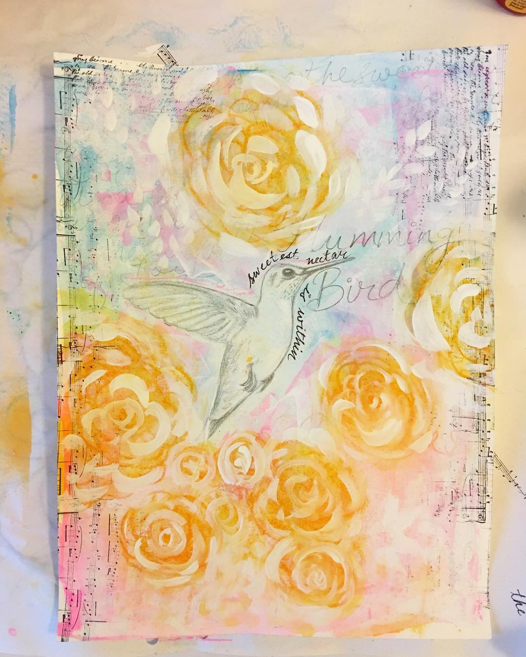 Daily Art Journaling ~ Day 57

Always actively seeking the sweetest nectar, they remind us to forever seek out the good in life and the beauty in each day. The prime message of the hummingbird animal totem is: "The sweetest nectar is within!" Hummingbirds are also a reminder of how we expend our own energy.
