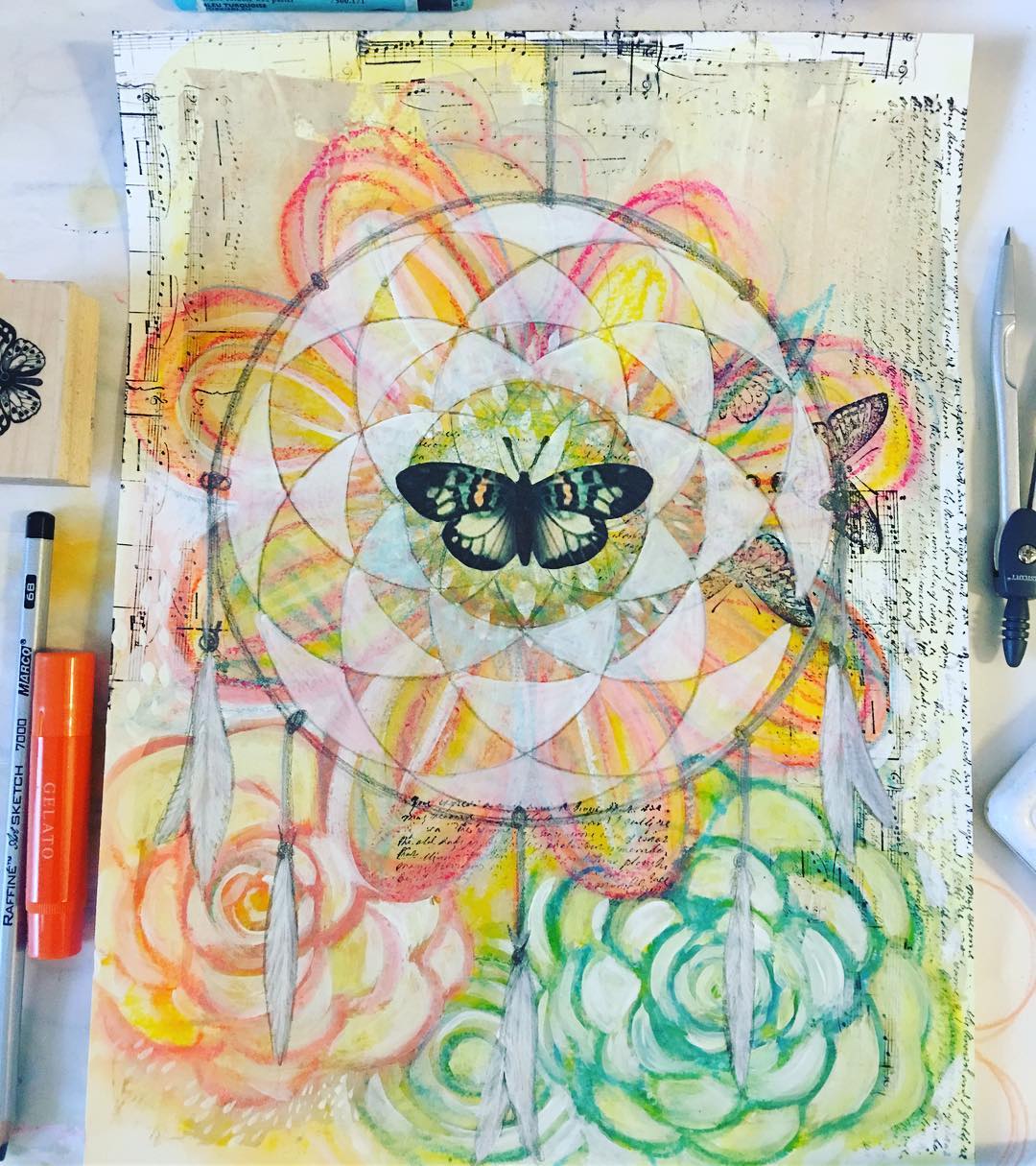 Daily Art Journaling ~ Day 60 Dream Catcher