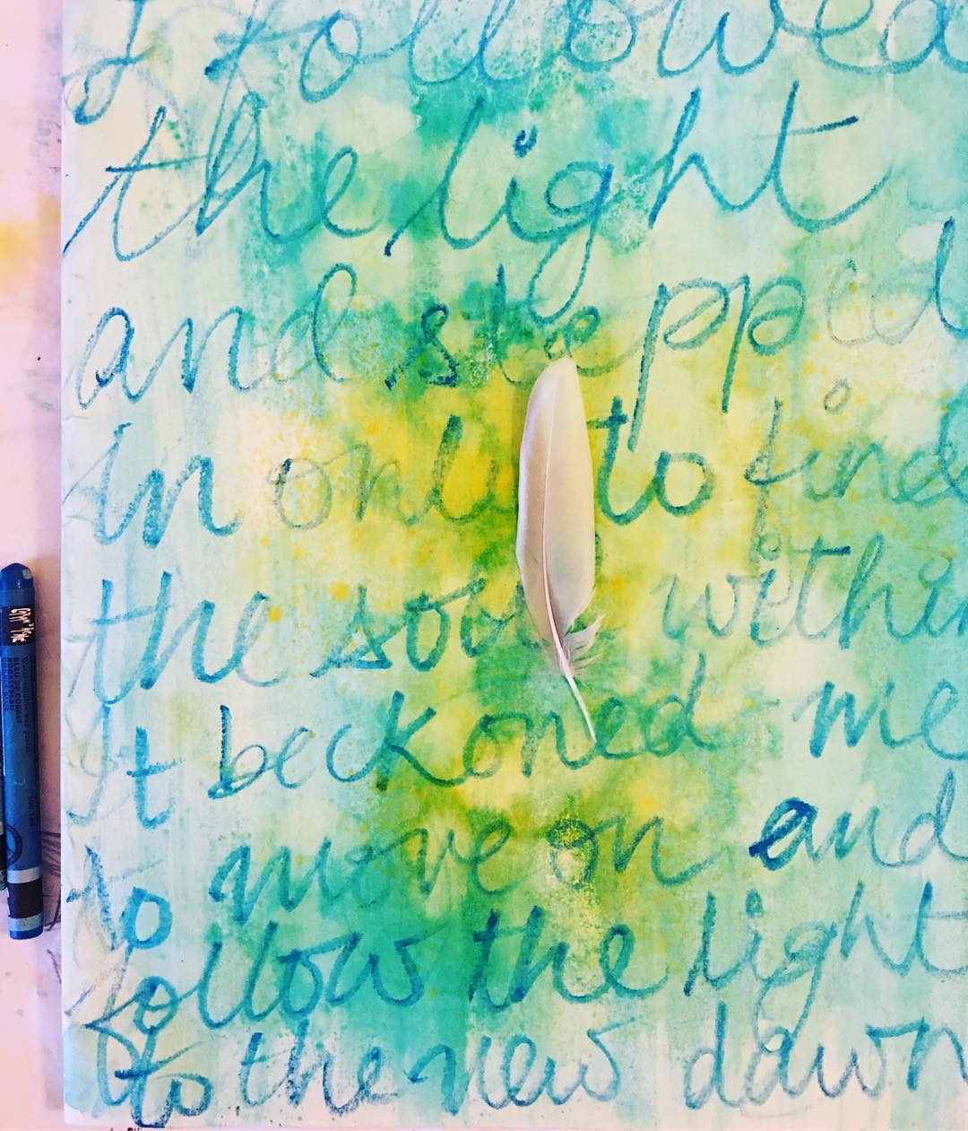 Daily Art Journaling ~ Day 61 I followed the light and stepped in only to find the soul within. It beckoned me to move on and follow the light to the new dawn.
