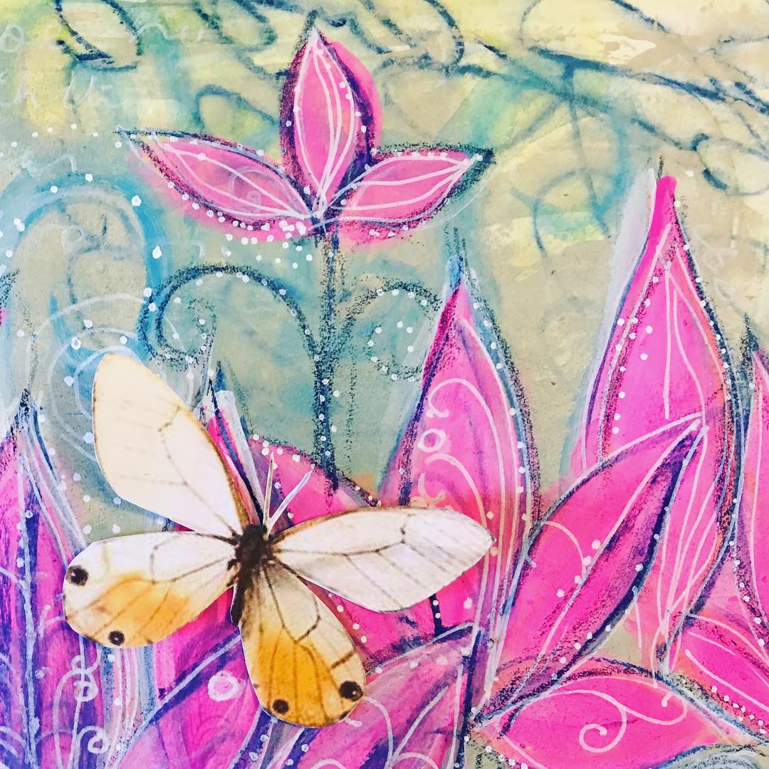 Daily Art Journaling ~ Day 66 The flower does not think of competing to the flower next to it. It just blooms.