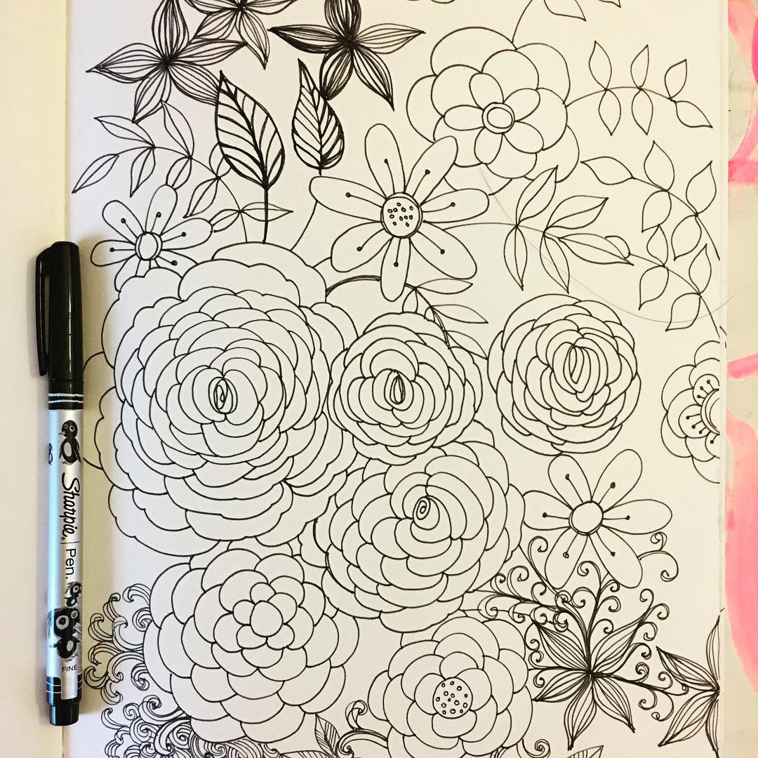 Daily Art Journaling ~ Day 74 Doodling away in my journal today… Coloring freebie available on my website, link in profile!! Have a relaxing weekend!!