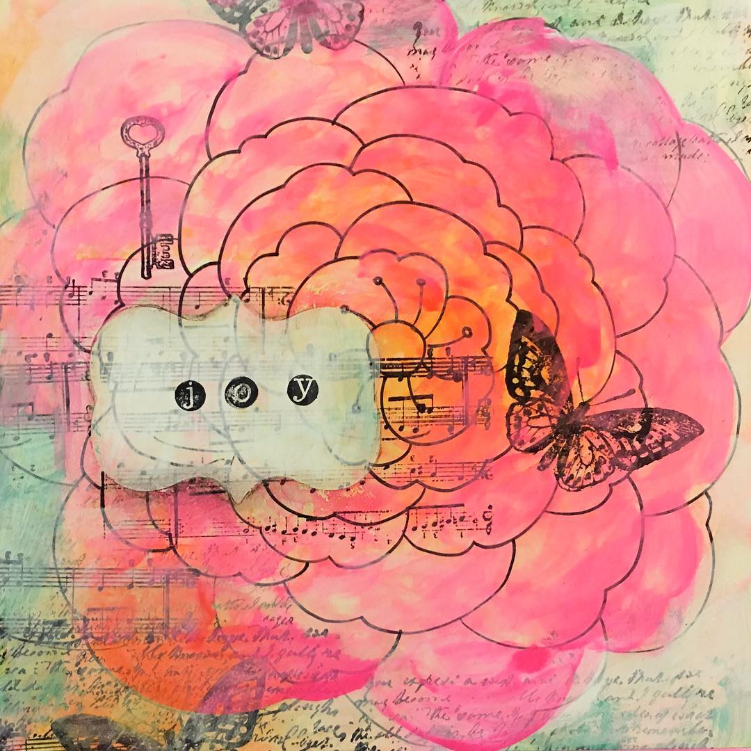Daily Art Journaling ~ Day 78 j o y Mixed media on Claybord
