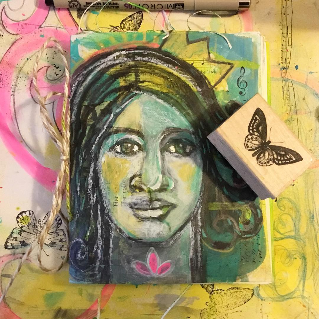 Daily Art Journaling – Day 91 Working on a ‘tiny’ handmade journal today!!