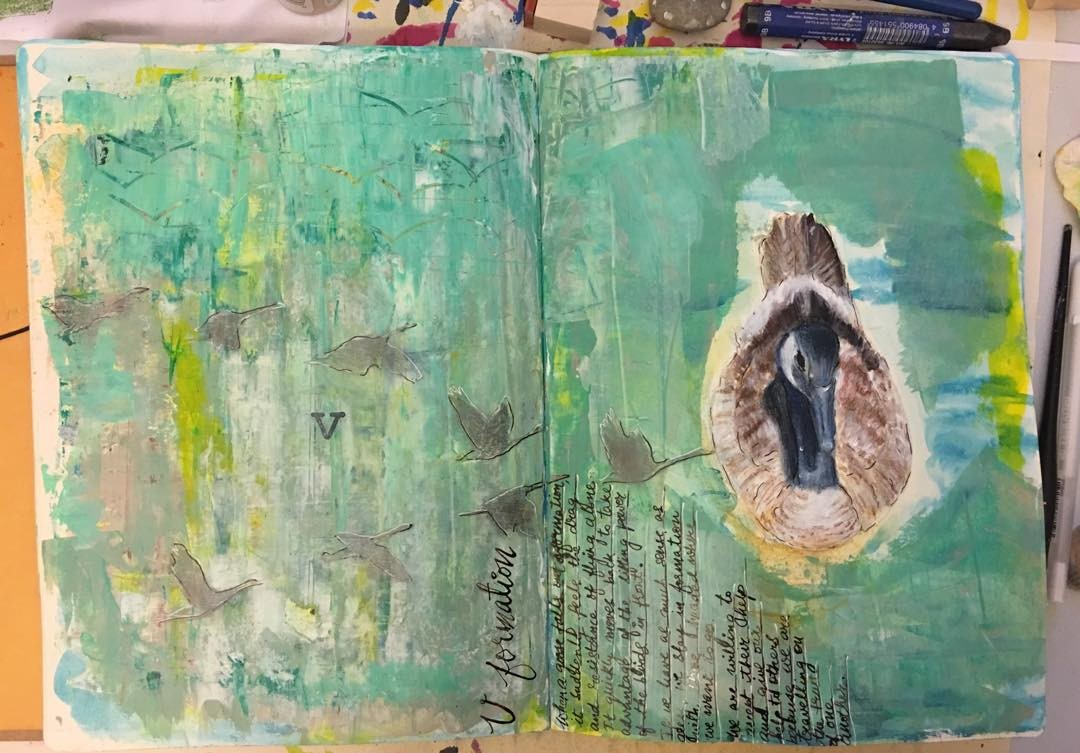 Daily Art Journaling…she wanted to float into the spread…we met at the park and the instance I saw her I knew she would join me in my art escape! Daily Art Journal Day 7