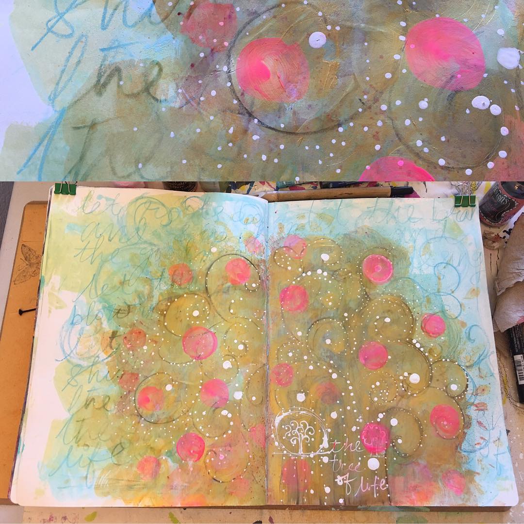 Daily journal…Day 17 Tree of life Let the roots sink in to sip in the goodness. And the winds blow in the wisdom. Let the sun shimmer in the light while the birds sing to the branches. And as they entwine into the music and reach out to the sky, let the flowers bloom and beckon the butterflies. Let the fruits ripen and bring in new seeds that rest inside the earth till another drop of rain and shine awakens a forest lying asleep.