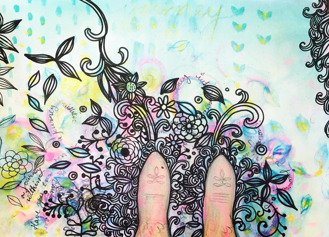 Grounding… Step into the unknown with caution and care. But be open to all the awesomeness out there. Daily Art journal Day 24