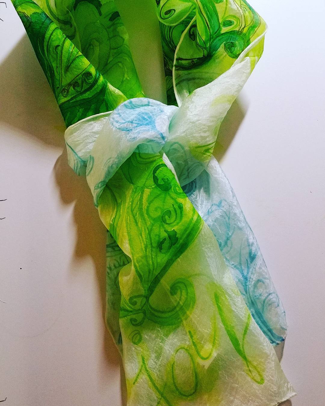 Hand painted silk scarf