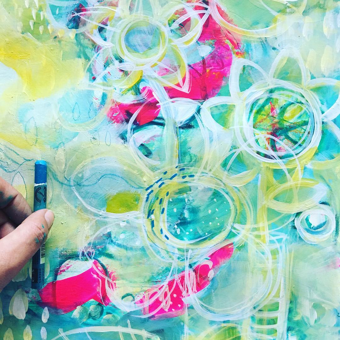 It’s interesting to see how several layers of paint finally evolve and transform into something that you can finally call your own…this kind of mark making can be very liberating!