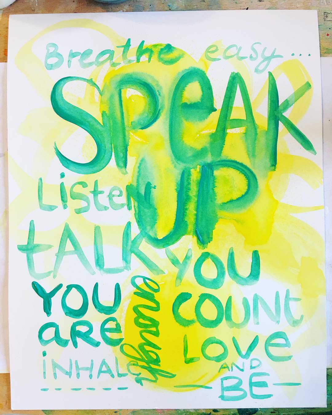 Just some words today...in my art journal page...speak up...talk...listen...