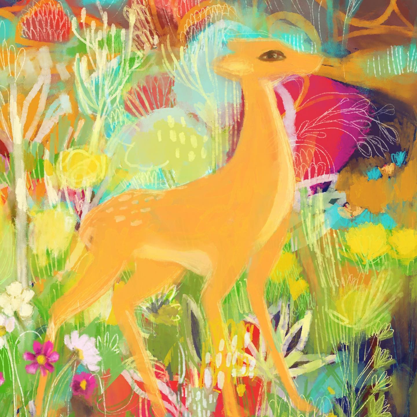 Look who showed up on my digital canvas today! The deer is a powerful spirit guide and can be a sign that you're on the right path in life.