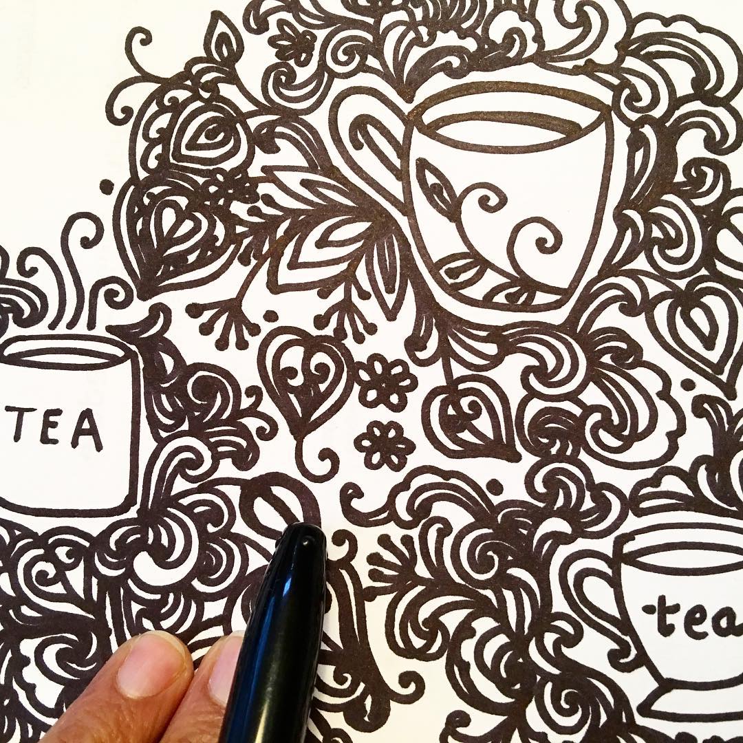 Sometimes too much tea can do that to you!! Are you a tea time doodler?