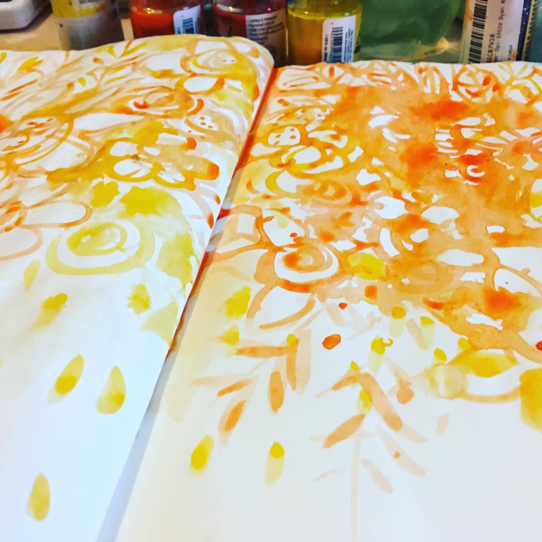 Today is the festival of colors in India!! Playful inky doodles in my journal today….Happy Holi!!