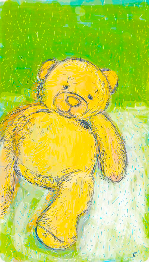 Teddy and the yoga bag…