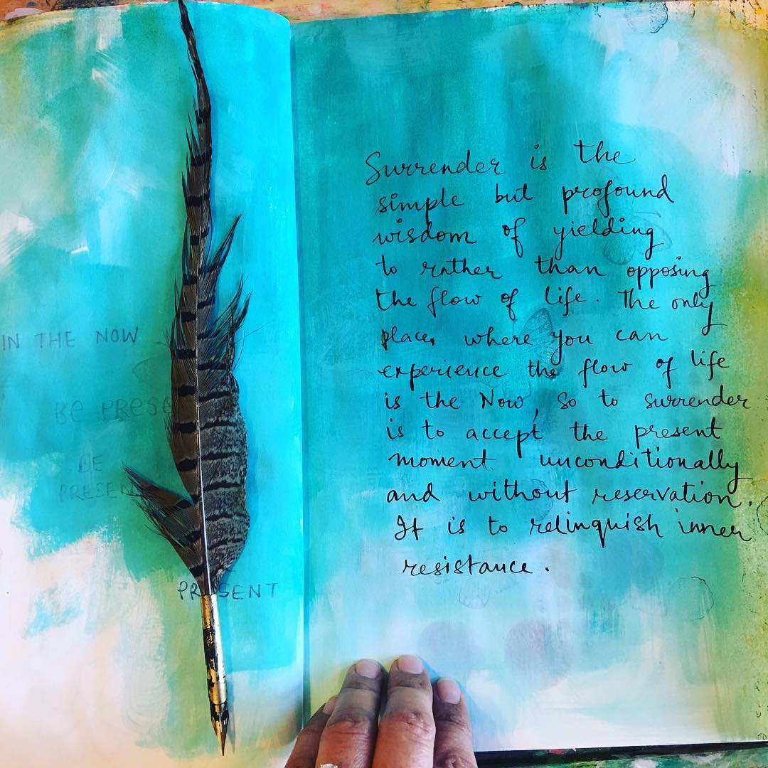 Yes, she was more interested in nibbling it and of course not in the art journaling side of things!! Sometimes all you need is to ‘surrender’ ? @eckharttolle